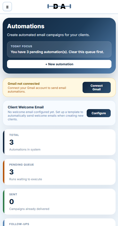 Daniel Abreu automations view on mobile